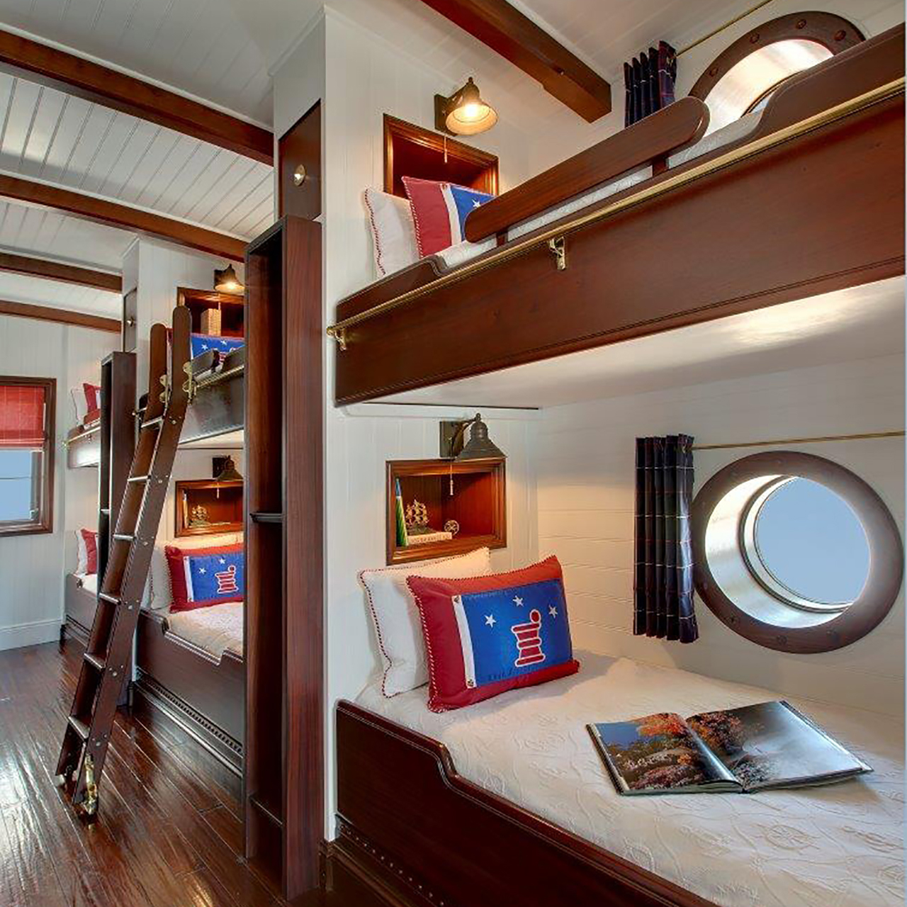 image of nautical themed 4 bunk bedroom  design
